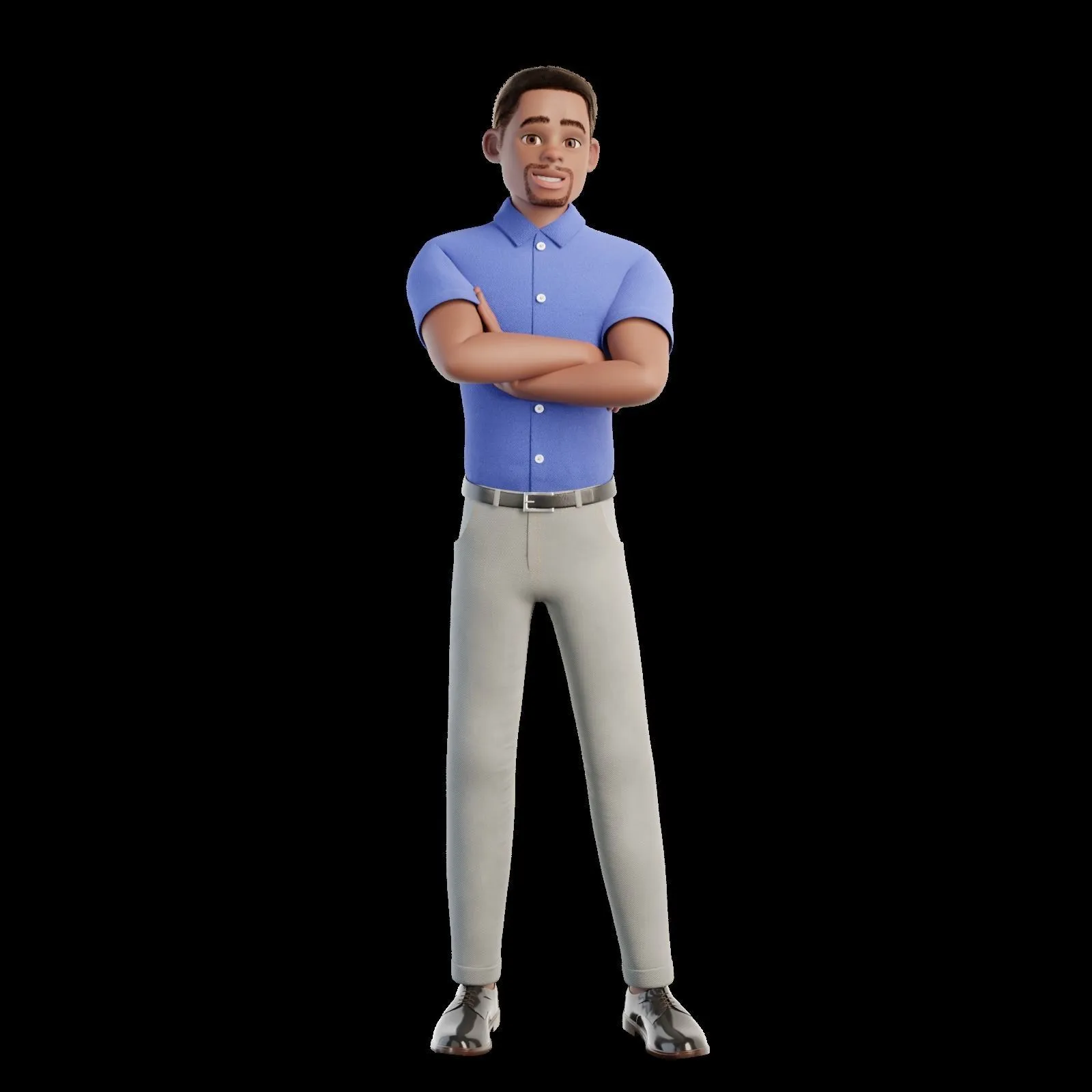 Cartoon Man Black 3D character showcase 6
